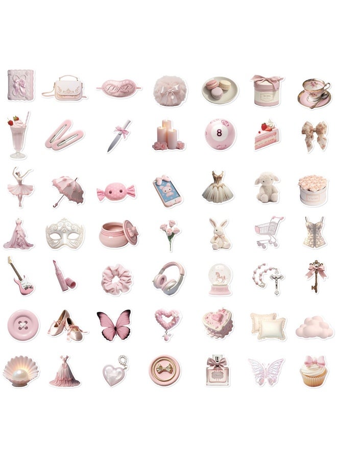 Lee Yon 50Pcs Girls Gentle Ballet Pink Sticker, Pink Aesthetic Graffiti Sticker for Kids Teens, Cute Pink Laptops Decals for Water Bottles Journal Bag Phone - Image 3