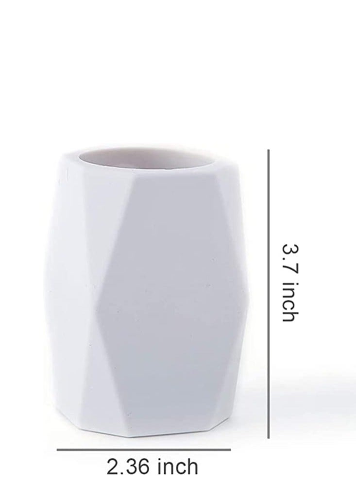 Excefore Silicone Pencil Holder Geometric Pen Cup for Office Desktop Stationery Organizer Makeup Brush Holder (2 Pack-White) - Image 4