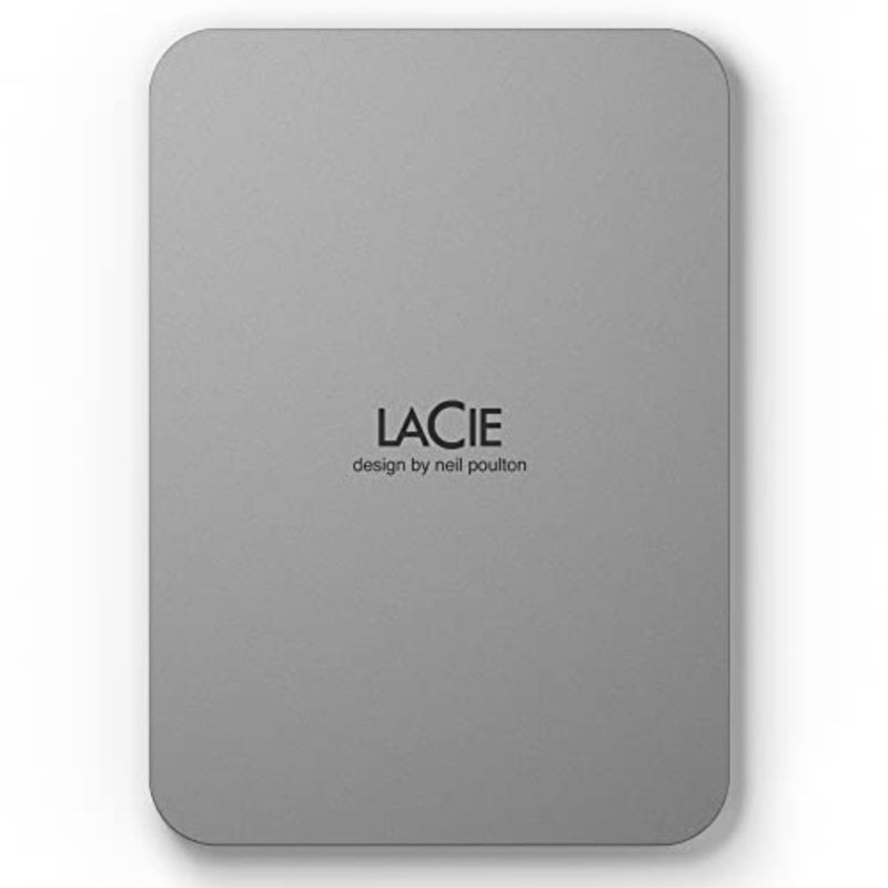 محرك الأقراص الصلبة الخارجي المحمول Mobile Drive Moon سعة 5 تيرابايت للكمبيوتر الشخصي Mac iPad iPhone، USB-C، فضي من الألومنيوم، مقاوم للصدمات وتصميم مضغوط - Image 1