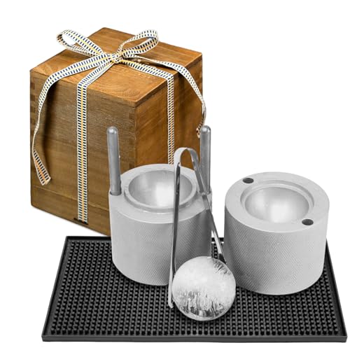 ciAmore Ice Ball Press Maker Set with Wooden Gift Box | Birthday Gifts | Premium Aluminum Ice Ball Machine for Cocktails & Whiskey (5.9 x 3.9 Inches) - Image 1