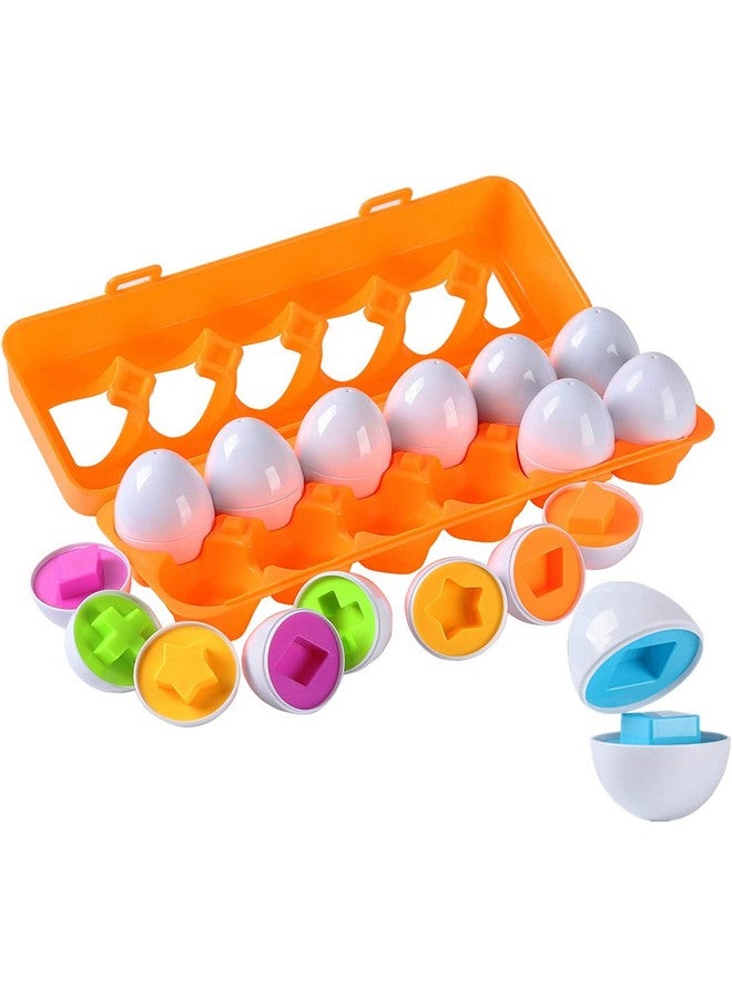 Plutofit Matching Eggs 12 pcs Set Color & Shape Recoginition Sorter Puzzle for Early Learning and Educational Toy for Toddler - Image 1