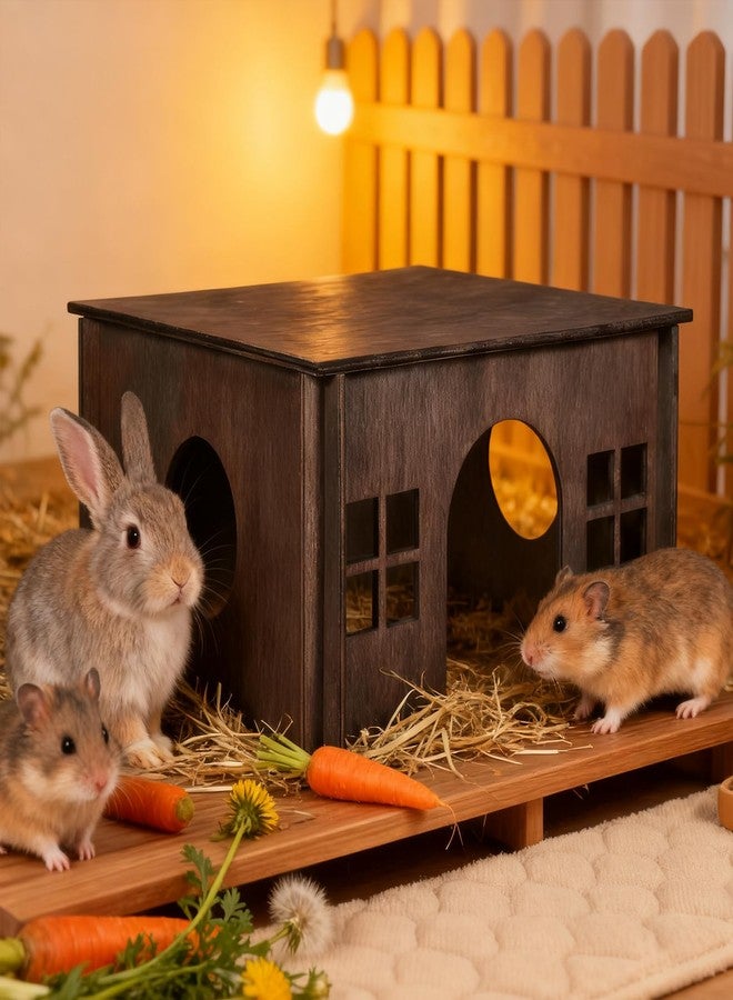 WHEARTED Wooden Guinea Pig Hideout, Guinea Pig House Small Rabbit Hideout with Multiple Windows, Small Animal House Bunny House Hideaway Castle Habitat for Guinea Pigs, Hamster, Chinchilla - Image 4