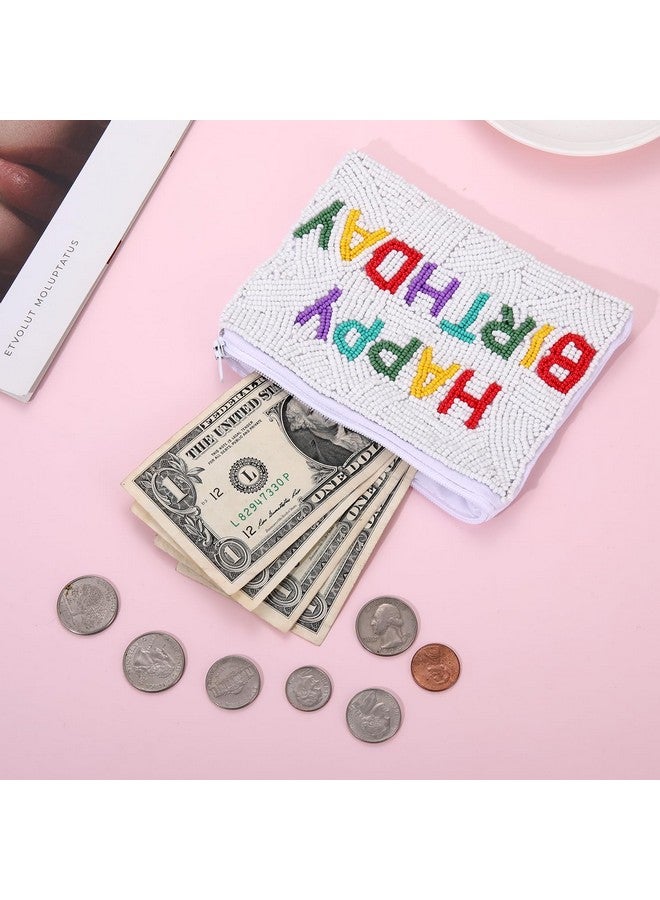 YAHPERN Happy Birthday Coin Purse Beaded Coin Purse Pouch For Women Birthday Coin Bag Handmade Change Purse Holder Wallet With Zipper Birthday Outfits Accessories Party Gifts (Happy Birthday) - Image 3