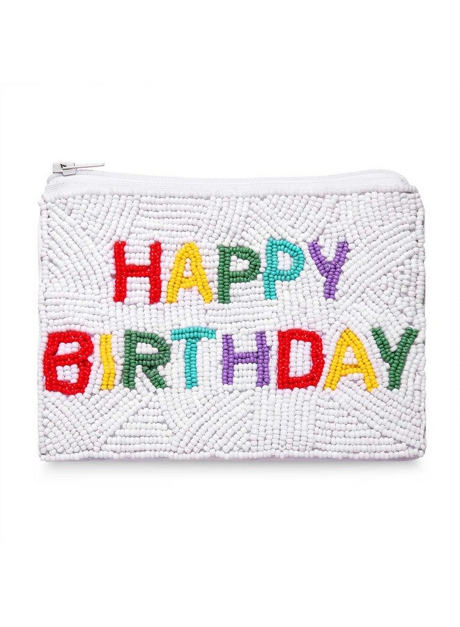 YAHPERN Happy Birthday Coin Purse Beaded Coin Purse Pouch For Women Birthday Coin Bag Handmade Change Purse Holder Wallet With Zipper Birthday Outfits Accessories Party Gifts (Happy Birthday) - Image 1