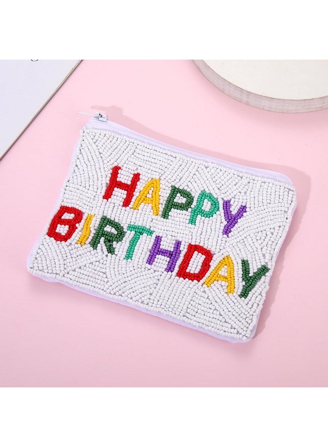 YAHPERN Happy Birthday Coin Purse Beaded Coin Purse Pouch For Women Birthday Coin Bag Handmade Change Purse Holder Wallet With Zipper Birthday Outfits Accessories Party Gifts (Happy Birthday) - Image 2