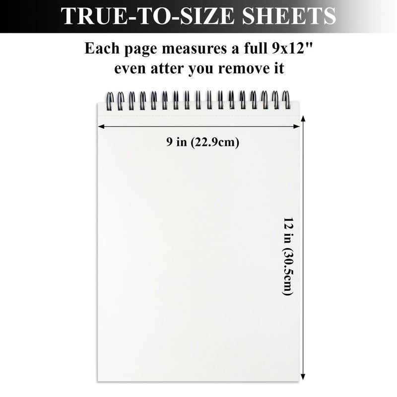 Cewei 9" x 12" Sketch Book, Top Spiral Sketchbook, 100 Sheets Sketch Pad, (68 lb/100 GSM) Drawing Paper Pad, Drawing Pad for Kids, Artist Sketchbook for Drawing, Illustration & Art Supplies. - Image 2