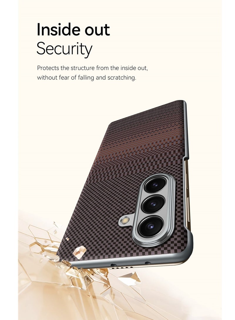 اووكاي جراب مغناطيسي لهاتف Samsung Galaxy Z Fold 7، متوافق مع Mag-Safe، جراب هاتف واقٍ مقاوم للصدمات من ألياف الكربون رفيع وخفيف الوزن لهاتف Samsung Z Fold 7 5G (بني) - Image 5