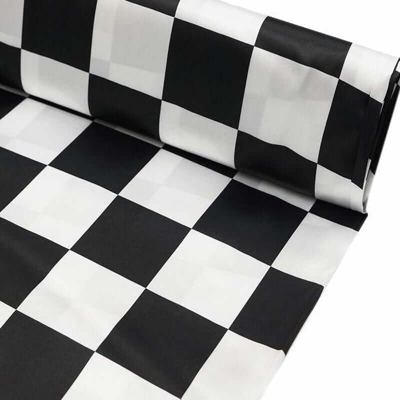 BalsaCircle 54Inch Wide x 10 Yards Black and White Checkerboard Satin Fabric by The Bolt  Sewing Craft Wedding Favors Supplies - Image 1