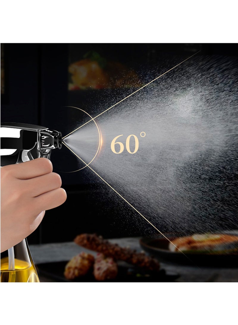 Hihonor Oil Sprayer for Cooking, Olive Oil Spray Glass Square Bottle, 240 ML Oil Vinegar Mister Spritzer Dispenser Transverse Vertical Spray for Air Fryer BBQ Baking Salad Making Canola Frying Grilling, Silver - Image 2