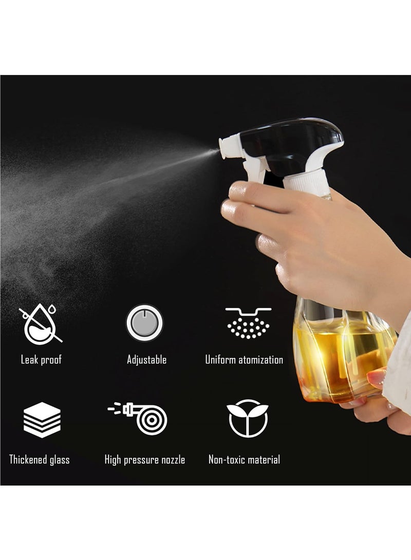 Hihonor Oil Sprayer for Cooking, Olive Oil Spray Glass Square Bottle, 240 ML Oil Vinegar Mister Spritzer Dispenser Transverse Vertical Spray for Air Fryer BBQ Baking Salad Making Canola Frying Grilling, Silver - Image 5