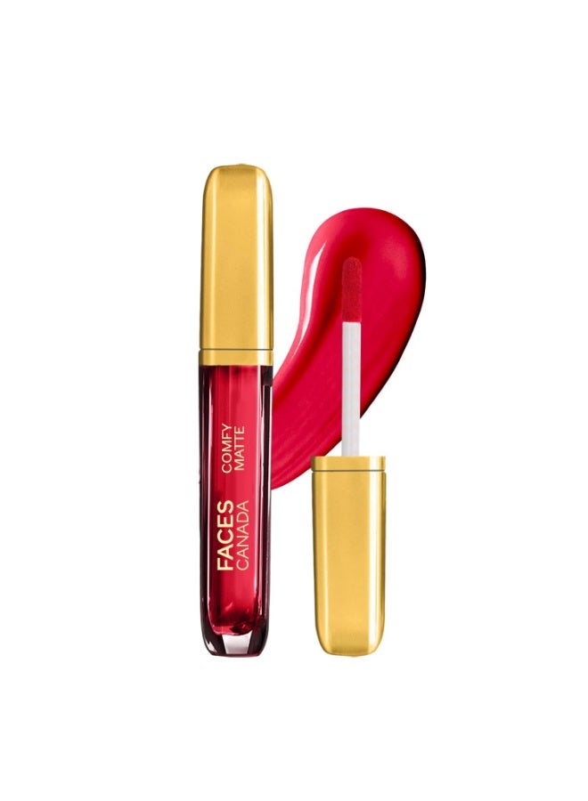 Facescanada FACES CANADA Comfy Matte Liquid Lipstick - Getting Ready 02 (Red), 3 ml | Comfortable 10HR Longstay | Intense Matte Color | Almond Oil & Vitamin E Infused | Super Smooth | No Dryness | No Alcohol - Image 1