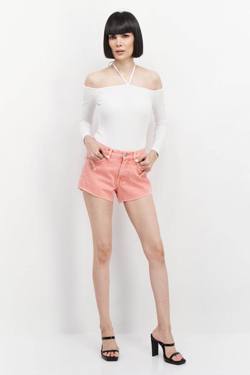 GUESS Women Solid Denim Shorts, Pink - Image 3