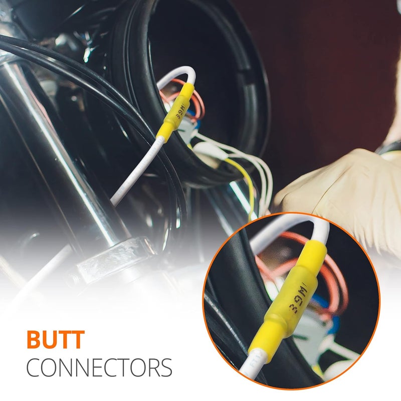 Wirefy 50 PCS Heat Shrink Butt Connectors Yellow 8 AWG - Larger Diameter Marine Grade Butt Connectors - Wire Butt Splice Connectors - Electrical Waterproof Heat Shrink Butts - Image 4