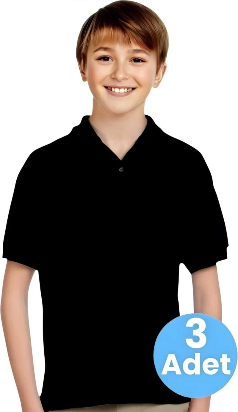 تيزجيلسين 3-Piece Boys Cotton Polo Collar T-Shirt Daily and School Uniform School T-Shirt