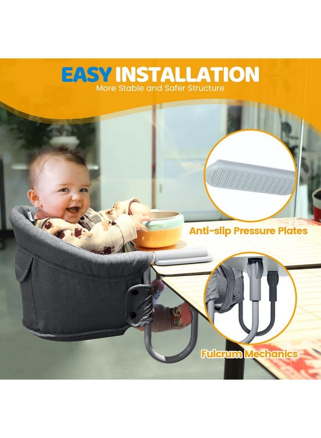 Orzbow Orzbow Hook On High Chair, Portable Table Highchair Seat for Babies & Toddlers 6-36 Months, Collapsible Clip On Counter High Chair with Carry Bag for Travel, Home and Restaurant, Easy Clean, Gray - Image 2