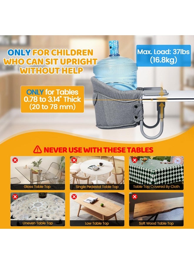 Orzbow Orzbow Hook On High Chair, Portable Table Highchair Seat for Babies & Toddlers 6-36 Months, Collapsible Clip On Counter High Chair with Carry Bag for Travel, Home and Restaurant, Easy Clean, Gray - Image 4