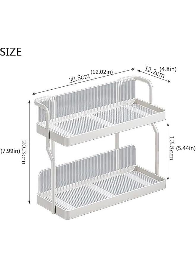 HOOKOR Spice Rack Organizer for Kitchen, Bathroom Countertop Organizer Rack, 2 Tier Metal Separable Non-Slip Counter Organizer for Sink&Cabinet, Makeup Rack Perfume Vanity Organizer (White) - Image 2