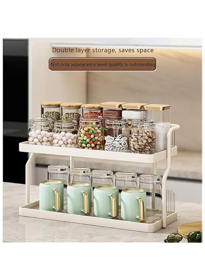HOOKOR Spice Rack Organizer for Kitchen, Bathroom Countertop Organizer Rack, 2 Tier Metal Separable Non-Slip Counter Organizer for Sink&Cabinet, Makeup Rack Perfume Vanity Organizer (White) - Image 4