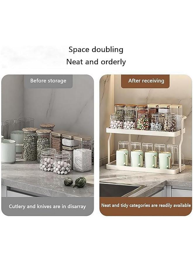 HOOKOR Spice Rack Organizer for Kitchen, Bathroom Countertop Organizer Rack, 2 Tier Metal Separable Non-Slip Counter Organizer for Sink&Cabinet, Makeup Rack Perfume Vanity Organizer (White) - Image 5