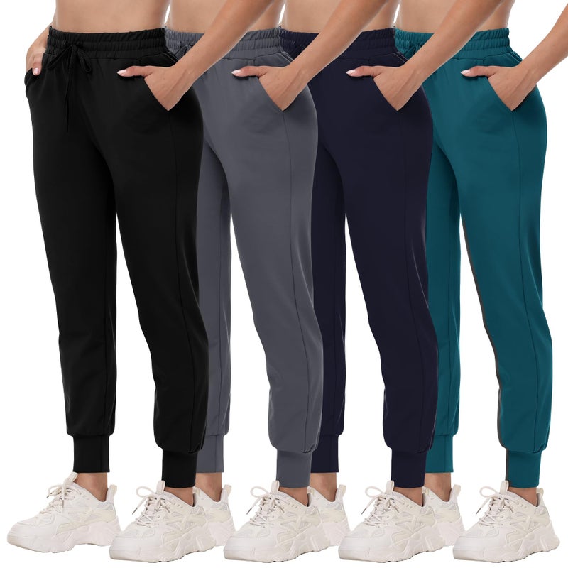 CAMPSNAIL 4 Pack Joggers for Women - Sweatpants with Pockets Lightweight Comfy Yoga Pants for Workout Travel Lounge - Image 1
