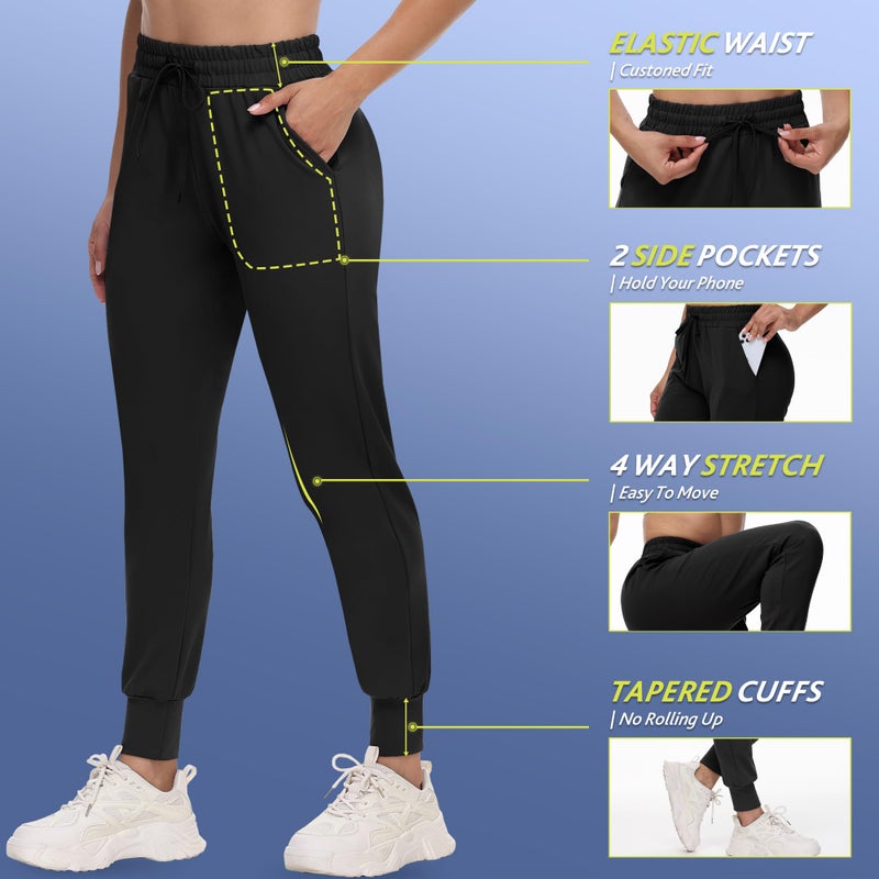 CAMPSNAIL 4 Pack Joggers for Women - Sweatpants with Pockets Lightweight Comfy Yoga Pants for Workout Travel Lounge - Image 3