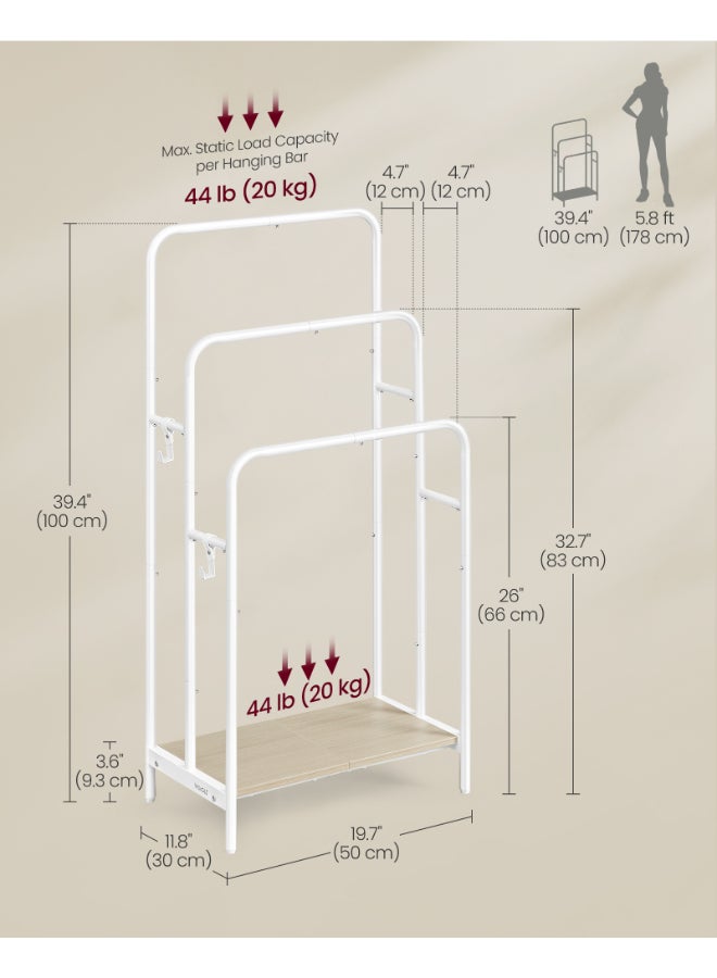 VASAGLE Freestanding Towel Rack, 3-Tier Blanket Holder with Storage Shelf, 50x30x100 cm, Blanket Rack, 2 Hooks, for Blankets, Bath Towels, Cloud White and Natural Beige - Image 5