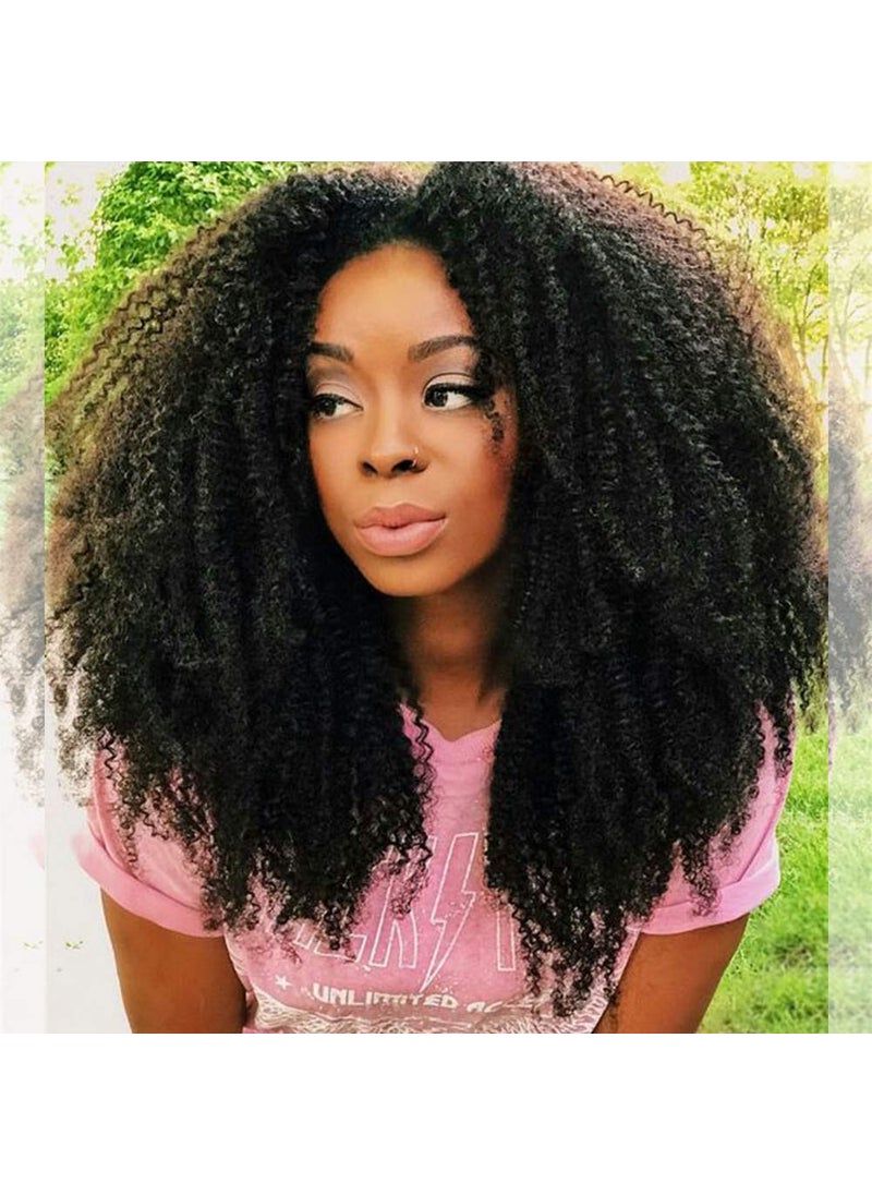 ZigZag Hair - zigzag hair Afro Curly 13x6 Lace Front Wigs for Black Women Brazilian Pre Plucked Deep Part Lace Front Human Hair Wig 150 Density With Baby Hair 14inch 150 Density - Image 1