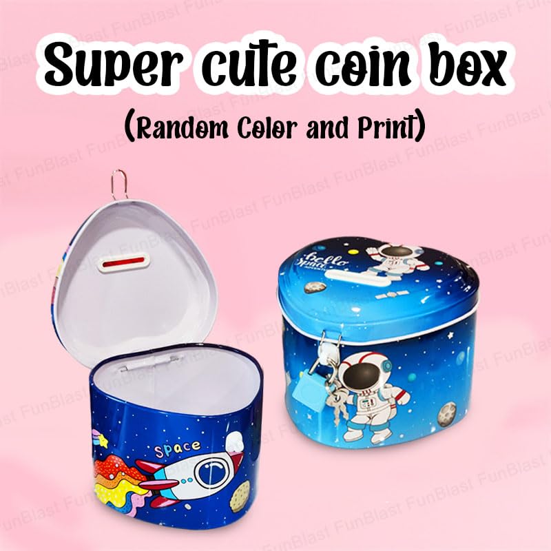 FunBlast حصالة للأطفال – حصالة نقود على شكل روبوت مع قفل ومفتاح – هدية عيد ميلاد للأولاد والبنات، حصالة نقود، صندوق عملات للأطفال (لون وطباعة عشوائية) - Image 4