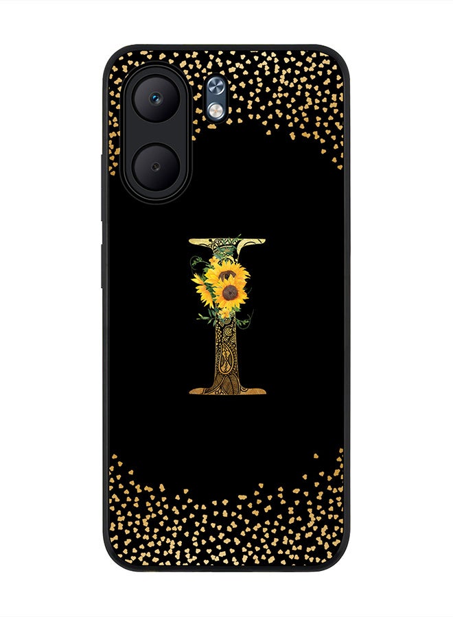 Stylizedd For Oppo A5x 5G / A5x 4G Case,Slim fit Camera Protection, Shockproof Thin Phone cover  - Custom Floral Monogram - I ( Black )