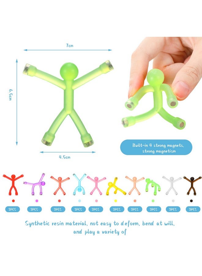Jerify 30 Pcs Humanoid Magnetic Toys Colorful Fidget Toys for Adults Hobbies Crafts Science Cute Novelty Man Fridge Magnets Men Refrigerator Magnets for Refrigerator, Door, Office Fun (Funny Style) - Image 3