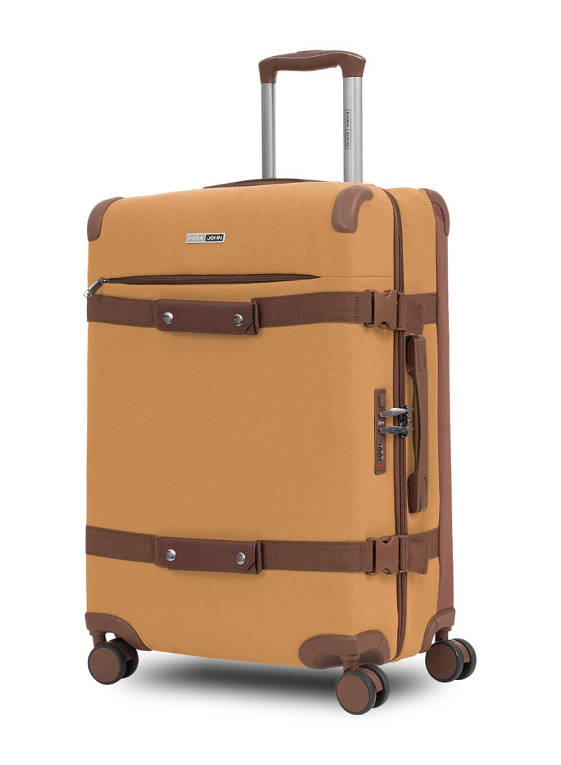 PARAJOHN Retro 3-Piece Canvas Luggage Set | 20/24/28 Inch Suitcases | 4-Wheel 360° Spinner Trolley | Travel Hard Case Set Brown - Image 2