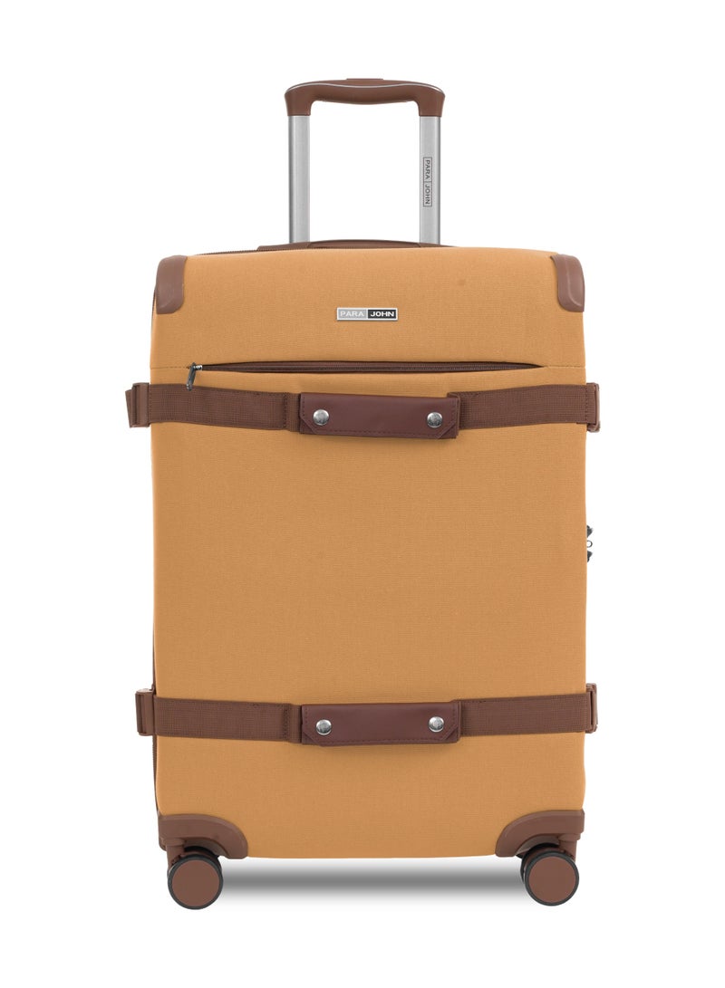 PARAJOHN Retro 3-Piece Canvas Luggage Set | 20/24/28 Inch Suitcases | 4-Wheel 360° Spinner Trolley | Travel Hard Case Set Brown - Image 3