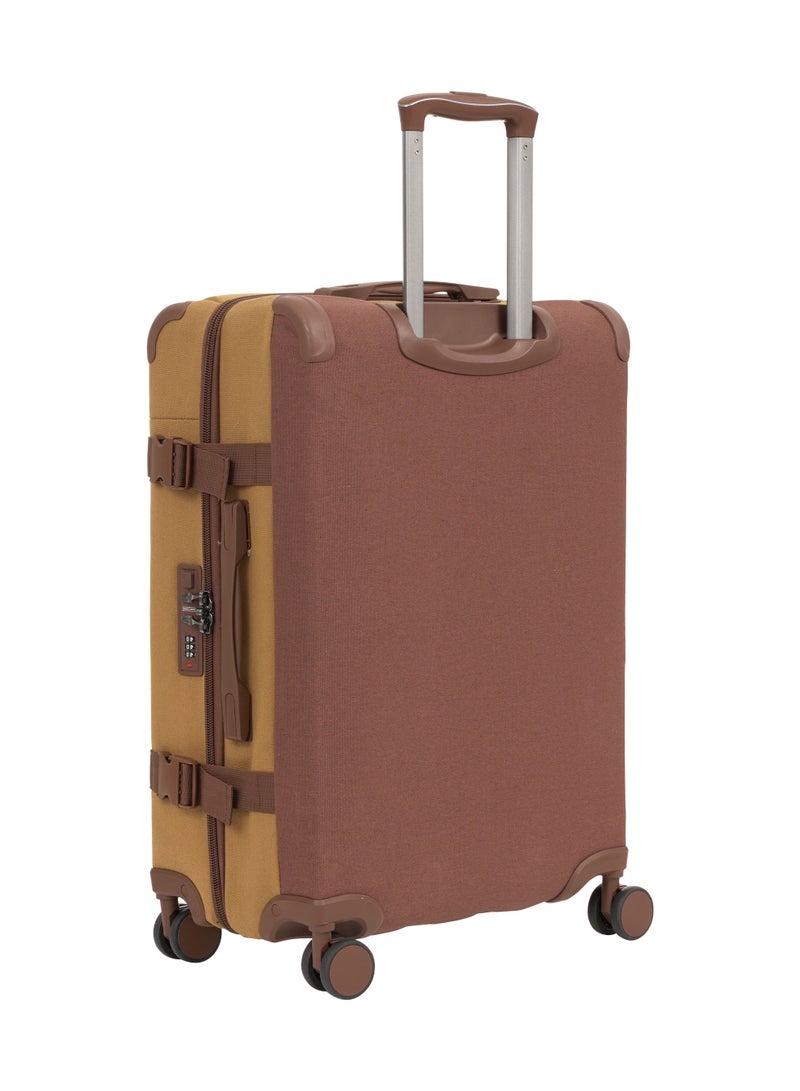 PARAJOHN Retro 3-Piece Canvas Luggage Set | 20/24/28 Inch Suitcases | 4-Wheel 360° Spinner Trolley | Travel Hard Case Set Brown - Image 4