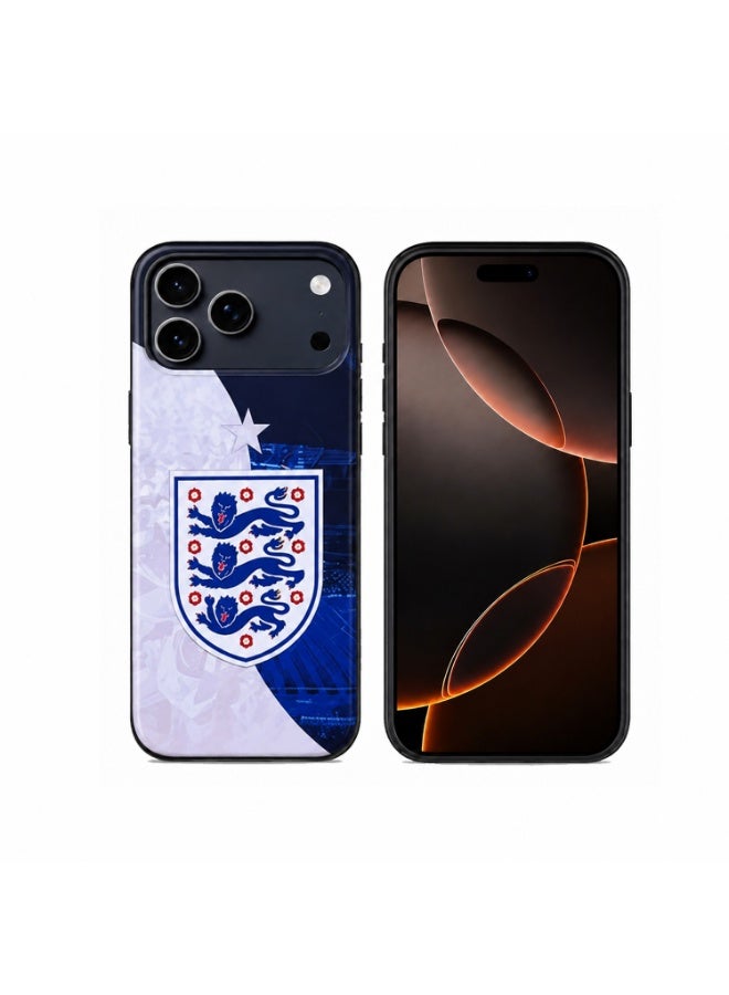 Lacoz Football Theme England Team Logo Printed Slim Fit Anti-Scratch Back Case with Precision Cut-Outs and Comfortable Grip Shockproof Protective Cover Compatible With iPhone 17 Pro - Image 1