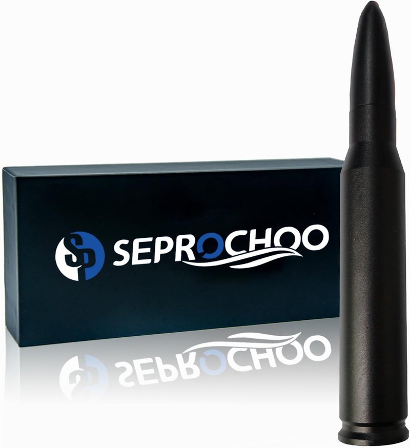Seprochoo Car Truck Bullet Antenna 50 Cal Bullet Antenna Truck Accessories Universal Replacement for GMC Sierra 1500 Chevy Dodge Ram Silverado 1500 2500 3500 Ford F150 F250 F350 (Matte Black, 5.5inch) Flat working surface - Image 1
