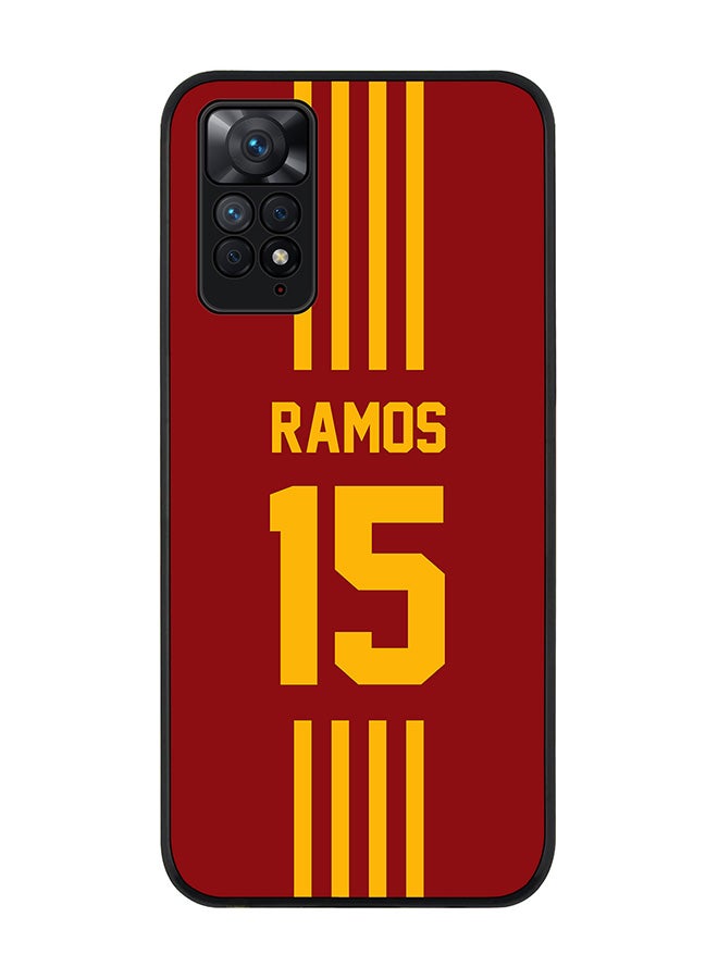 Stylizedd Rugged Black edge case for Redmi Note 11 4G/Redmi Note 11S Slim fit Soft Case Flexible Rubber Edges Anti Drop TPU Gel Thin Cover - Football Team - Spain Player Name - Ramos - Image 1