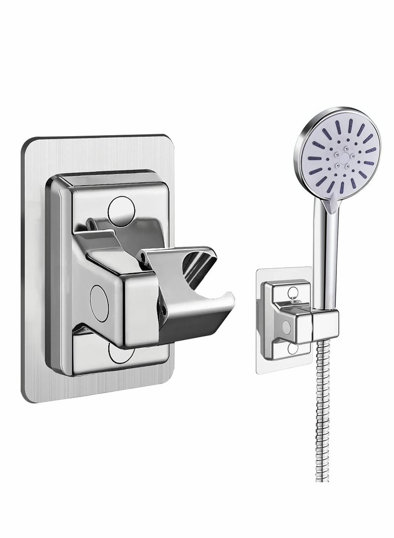Shower Head Holders, Universal Plastic Handheld Showerhead Bracket Adjustable Wall Mount for Bathroom with Adhesive Stick - Image 1