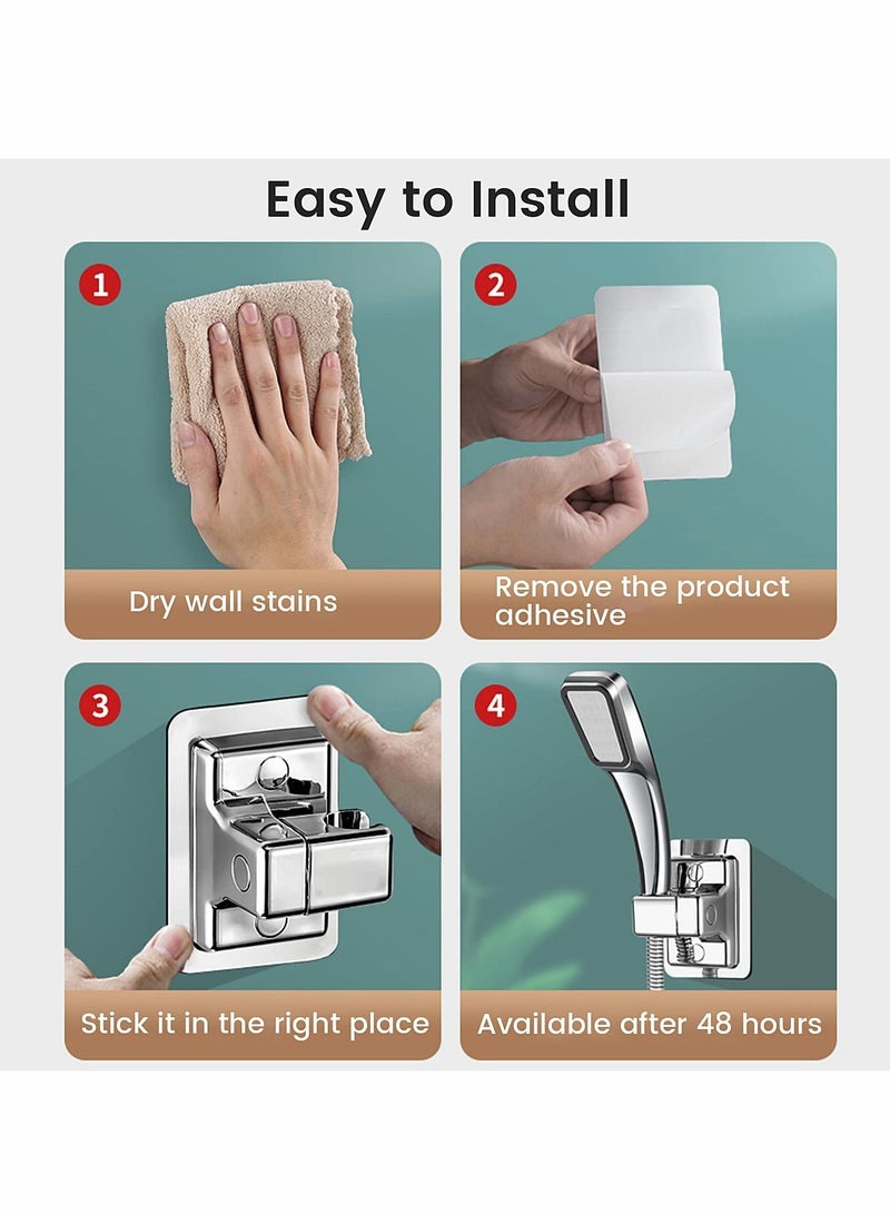 Shower Head Holders, Universal Plastic Handheld Showerhead Bracket Adjustable Wall Mount for Bathroom with Adhesive Stick - Image 3