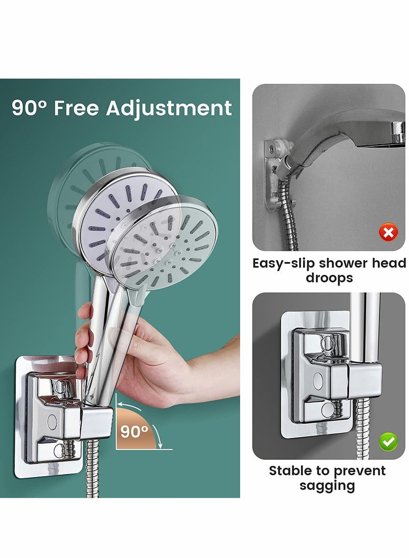 Shower Head Holders, Universal Plastic Handheld Showerhead Bracket Adjustable Wall Mount for Bathroom with Adhesive Stick - Image 4