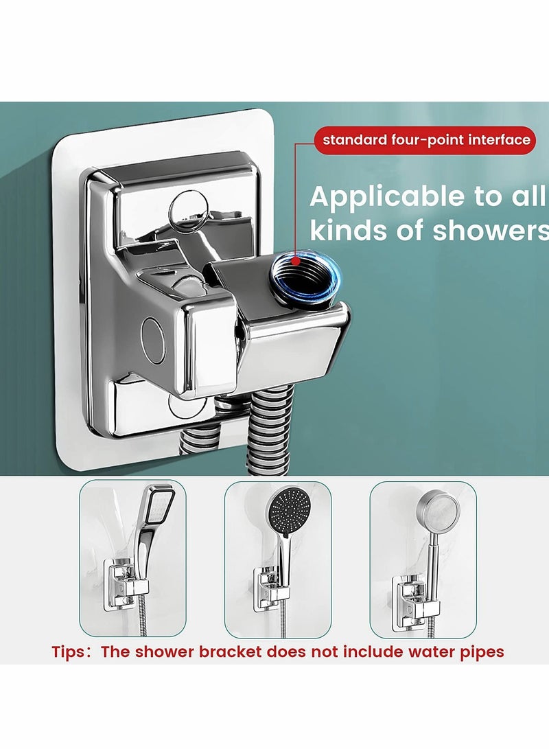 Shower Head Holders, Universal Plastic Handheld Showerhead Bracket Adjustable Wall Mount for Bathroom with Adhesive Stick - Image 2