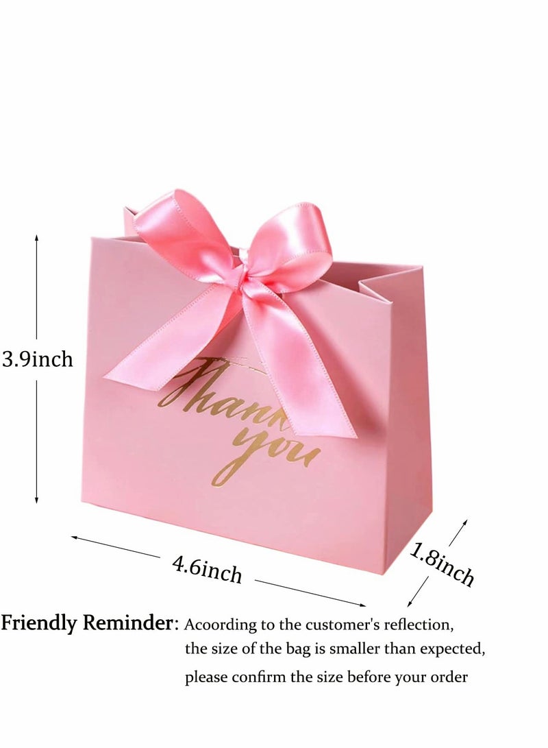 KASTWAVE Thank You Gift Bags, 20 Pack Small Thank You Gift Bag Party Favor Bags Treat Boxes with Rose Red Bow Ribbon, Pink Pattern Paper Gift Bags Bulk for Wedding Baby Shower Business Party Supplies - Image 3