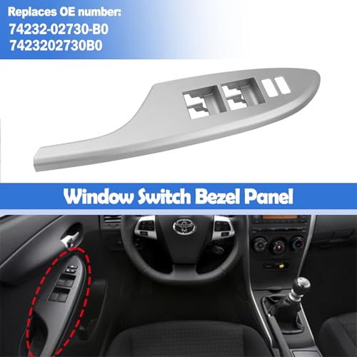 Osompar Power Window Switch Bezel Front Driver Side (Silver) Compatible with 2009-2013 Toyota Corolla 4Dr Replaces 74232-02730-B0 Master Window Switch Panel - Image 3