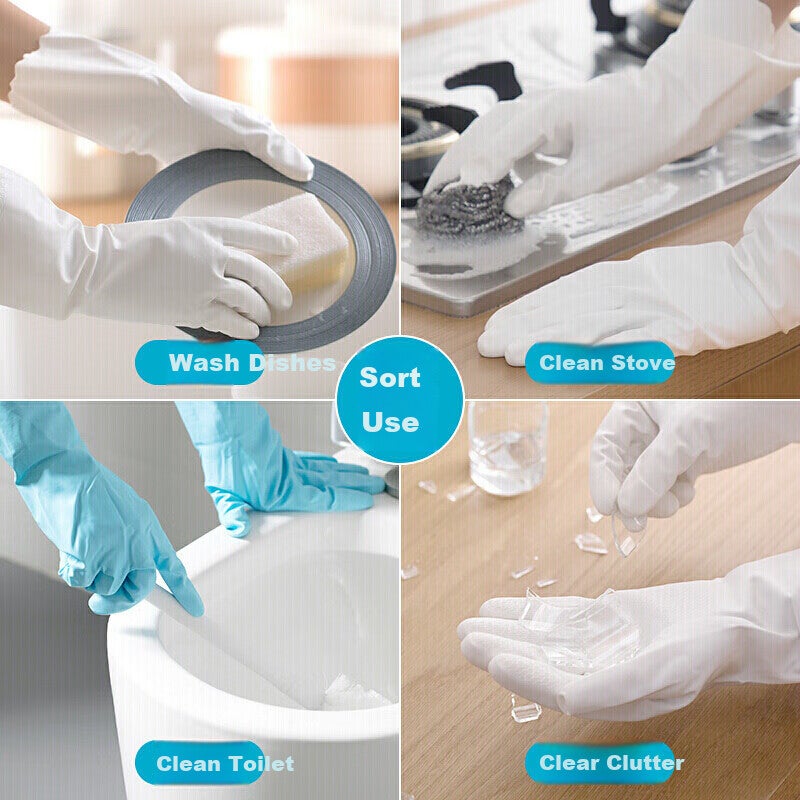 CHAHUA Dishwashing Gloves PVC 3 Pairs Medium Size Thickened Durable Household Cleaning Kitchen Waterproof Laundry Rubber Gloves * - Image 5