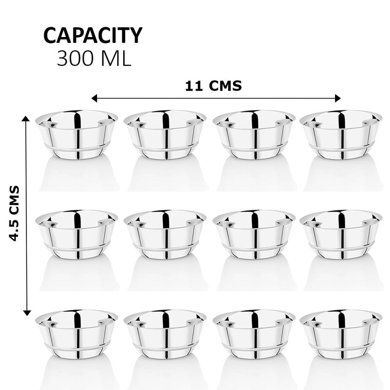 Ammantran Flower Wati - 300ml Stainless Steel Bowls | Multipurpose Serving Bowls for Daal, Raita, Gravy & Sweets | Durable, Rust-Resistant & Elegant Kitchenware 300ML, Set of 12 - Image 2