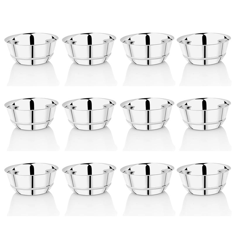 Ammantran Flower Wati - 300ml Stainless Steel Bowls | Multipurpose Serving Bowls for Daal, Raita, Gravy & Sweets | Durable, Rust-Resistant & Elegant Kitchenware 300ML, Set of 12 - Image 1