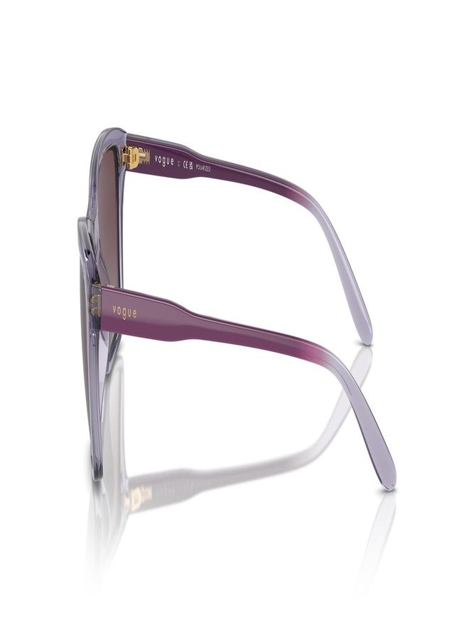 Vogue Eyewear VO5551S Sunglasses, Transparent Purple/Grey Gradient Violet Polarized, 54 mm - Image 3