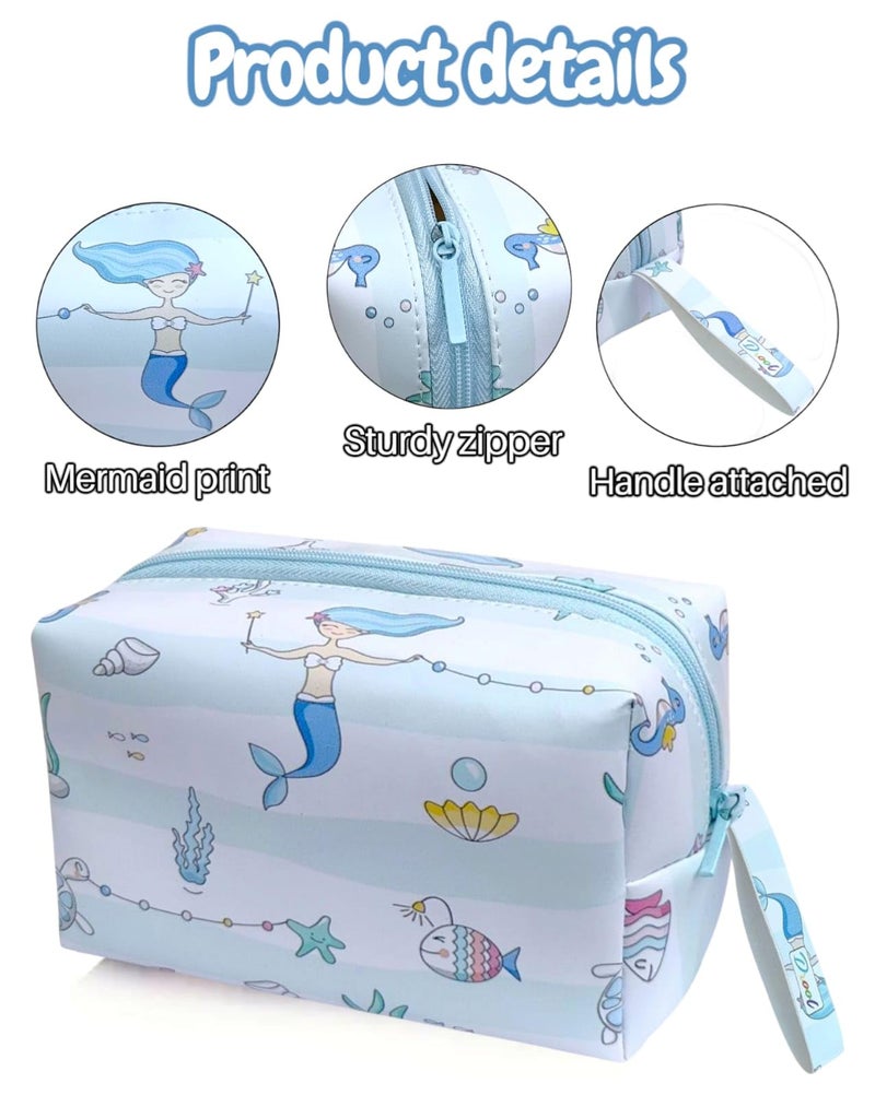 Tera13 TERA 13 Girls Kids Gift Set, Mermaid Zipper Pouch with Hair Accessories Kit (Pack of 6) Combo Set for Women & Gir-ls, B-Day, Kanjak, Rakhi Return Gift for Girls Gi-ft Items, Pouch, Hair Clip Rubber - Image 3