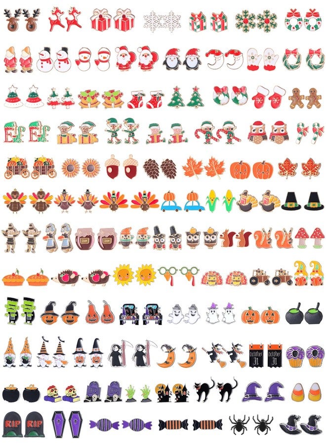 Remuuly 90 Pairs Christmas Earrings for Women Bulk Holiday Stud Earrings Thanksgiving Dangle Earring Set Santa Christmas Tree Snowman Turkey Pumpkin for Jewelry Gifts Party Favors - Image 1