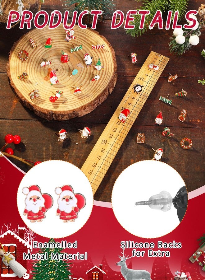 Remuuly 90 Pairs Christmas Earrings for Women Bulk Holiday Stud Earrings Thanksgiving Dangle Earring Set Santa Christmas Tree Snowman Turkey Pumpkin for Jewelry Gifts Party Favors - Image 2