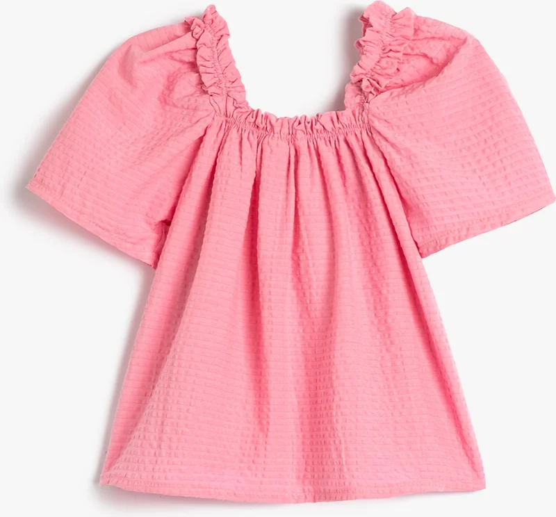 KOTON Blouse Frilly Bow Detailed Short Sleeve